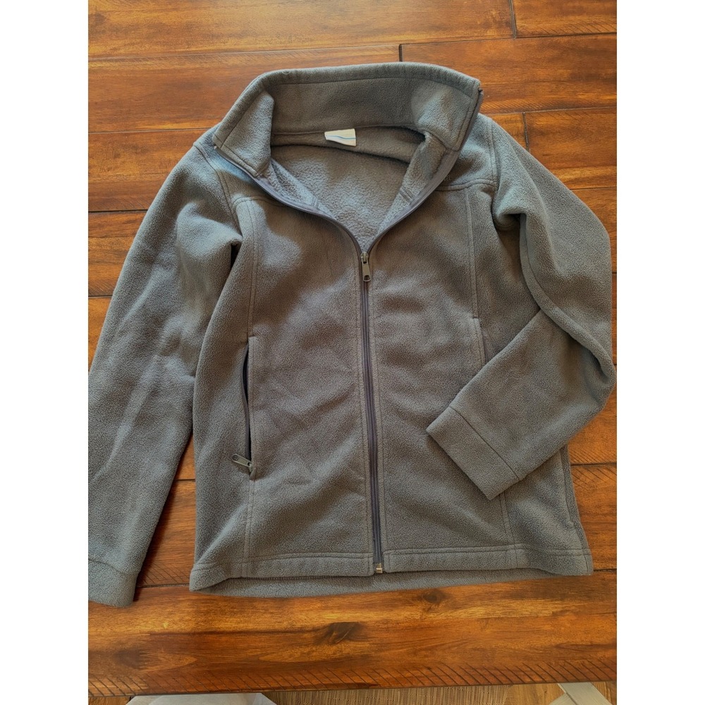 Columbia Boys Fleece Jacket Gray Full Zip Mock Neck Size Large 14/16
